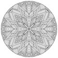Mandala with lines forming abstract figures drawn on a white background for coloring, vector, coloring book pages